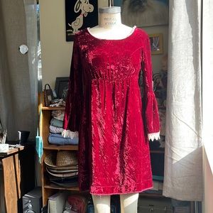 60’s Velvet Bell Sleeved Mini Babydoll Dress